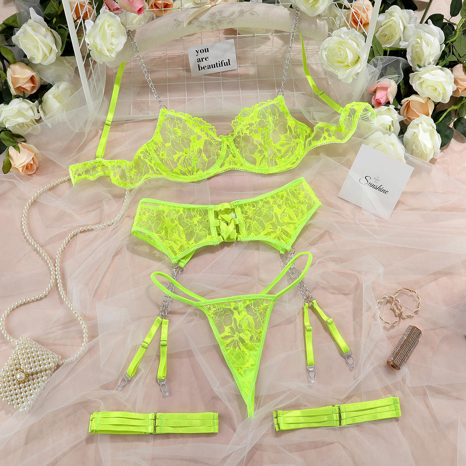 Bras Sets Sexy Mousse Neon Green Lid Set Of Underwear Warm Arm